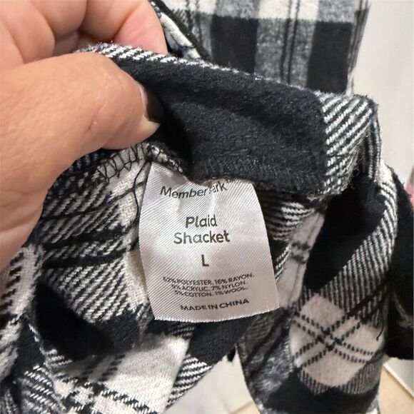 Member's Mark Women's Plaid Shacket Black & White Size L Button-Up - Picture 6 of 6